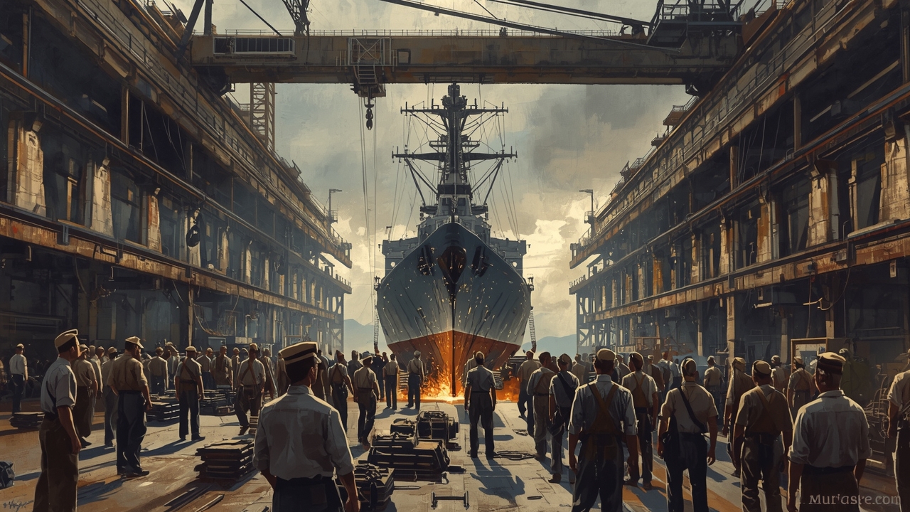 Workers build new destroyers at US shipyards