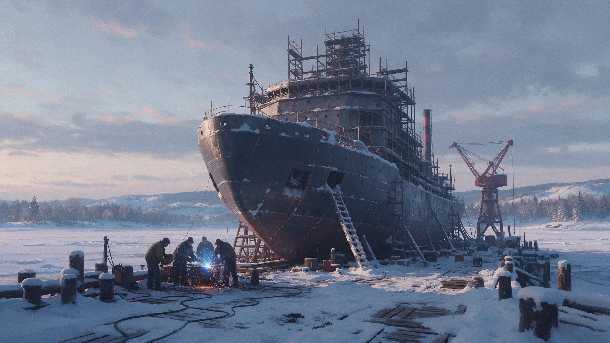 Icebreaker fleet expansion underway at snowy dockyard